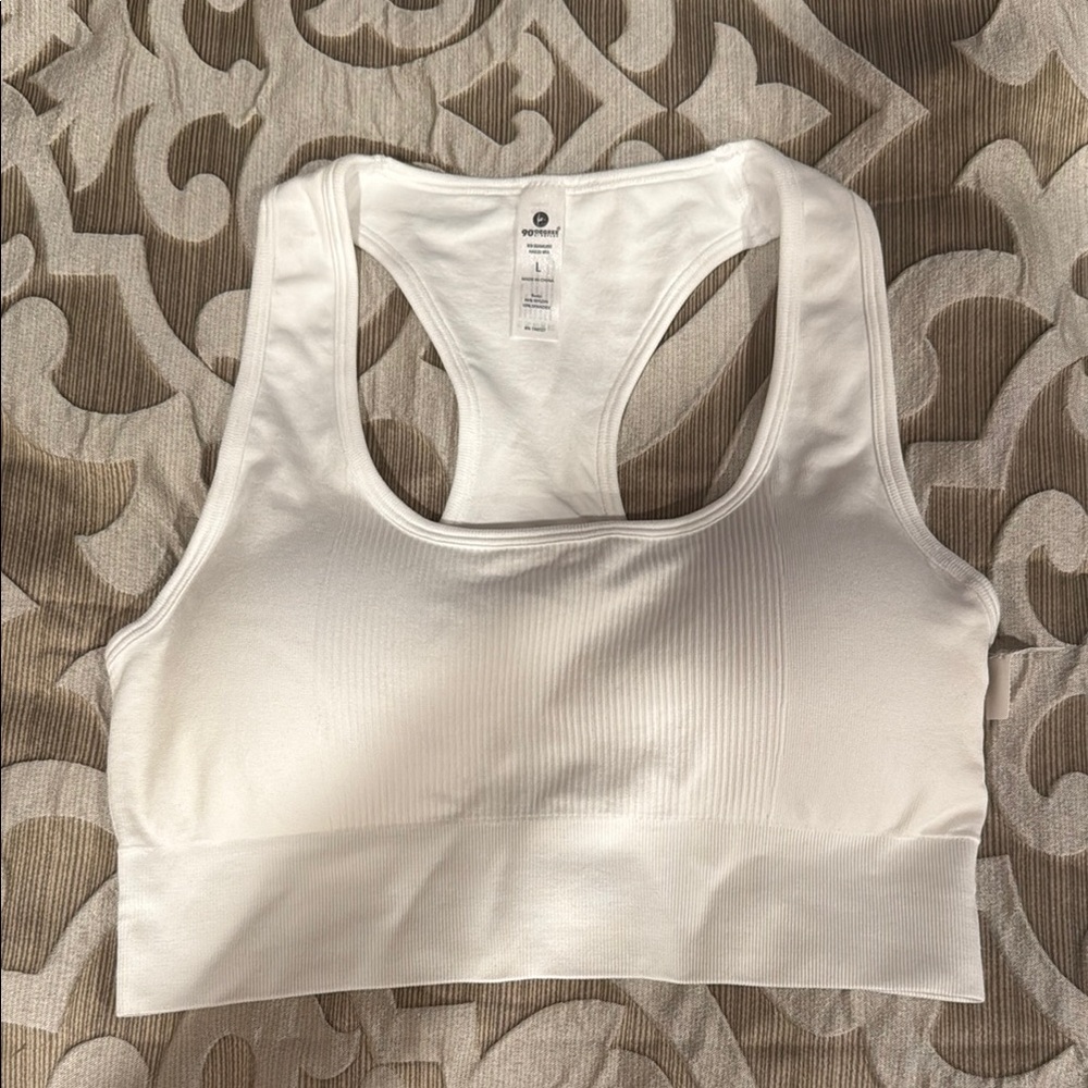 90 Degree By Reflex White Racerback Sports Bra
